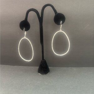 INC International Concepts Silver Pave Oval Earrings